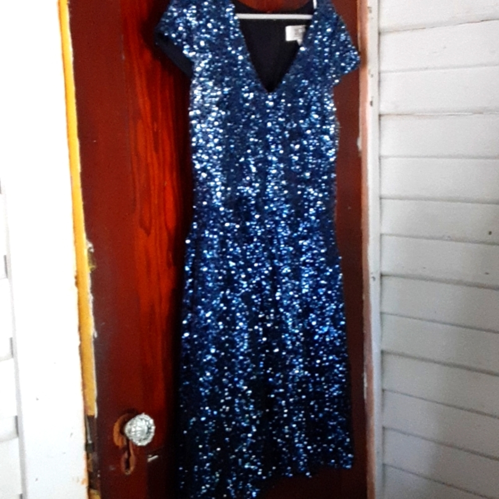 Badgley Mischka sz 16 sequined fit and flair cocktail dress